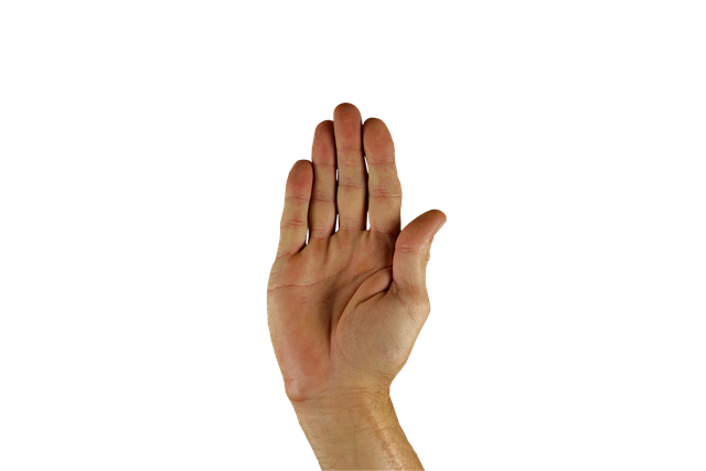 Hand held in stop position